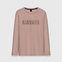 Лонгслив хлопковый мужской Nirvana grunge text, цвет: пыльно-розовый