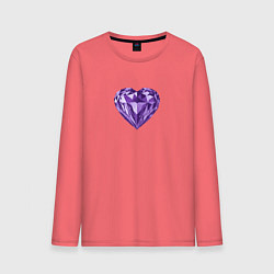 Лонгслив хлопковый мужской Фиолетовое алмазное сердце, цвет: коралловый