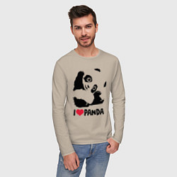 Лонгслив хлопковый мужской I love panda, цвет: миндальный — фото 2