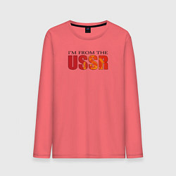 Лонгслив хлопковый мужской Im from the USSR, цвет: коралловый
