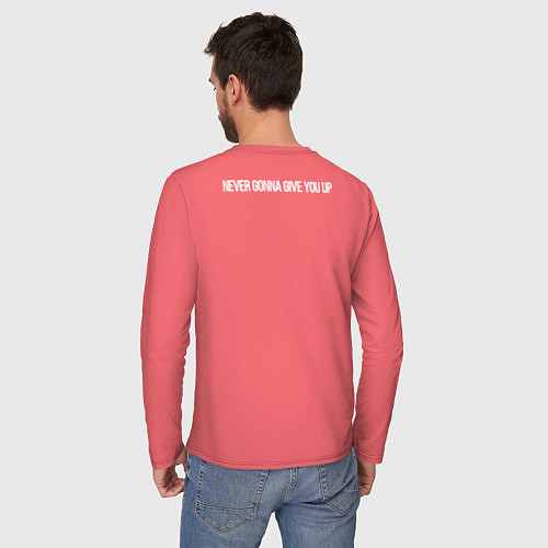 Мужской лонгслив Qr код на песню Never Gonna Give You Up / Коралловый – фото 4