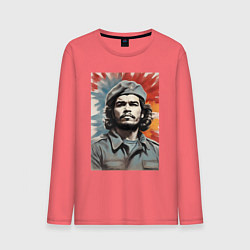 Лонгслив хлопковый мужской Портрет Че Гевара, цвет: коралловый
