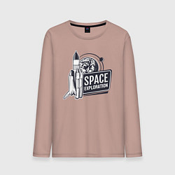 Лонгслив хлопковый мужской Исследование космоса, цвет: пыльно-розовый