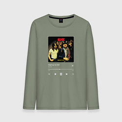 Лонгслив хлопковый мужской Highway to hell - AC DC, цвет: авокадо
