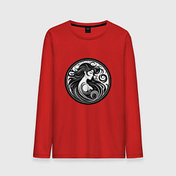 Лонгслив хлопковый мужской Трайбл узор девушки тату, цвет: красный