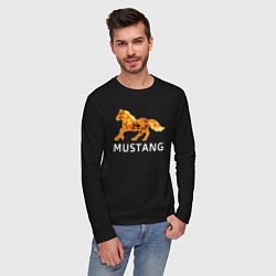 Лонгслив хлопковый мужской Mustang firely art, цвет: черный — фото 2
