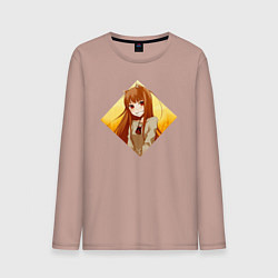 Лонгслив хлопковый мужской Улыбка волчицы, цвет: пыльно-розовый