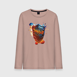 Лонгслив хлопковый мужской Album Invincible Shield - Judas Priest, цвет: пыльно-розовый