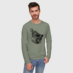 Лонгслив хлопковый мужской Орущий суслик-хипстер, цвет: авокадо — фото 2