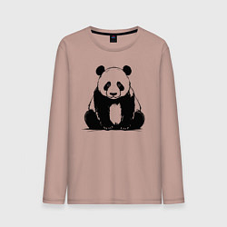 Лонгслив хлопковый мужской Грустная панда сидит, цвет: пыльно-розовый