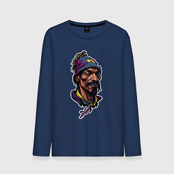 Лонгслив хлопковый мужской Snoop dogg head, цвет: тёмно-синий