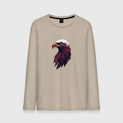 Лонгслив хлопковый мужской Арт портрет орла, цвет: миндальный