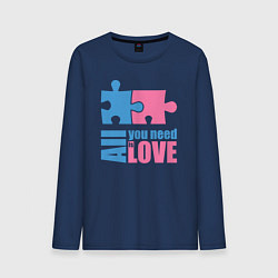 Лонгслив хлопковый мужской Все что тебе нужно - это любовь, цвет: тёмно-синий