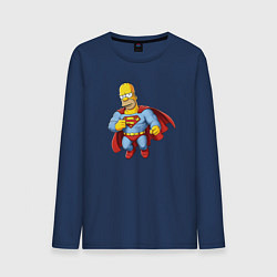 Лонгслив хлопковый мужской Гомер супермен, цвет: тёмно-синий