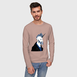 Лонгслив хлопковый мужской Брутальный единорог хипстер, цвет: пыльно-розовый — фото 2