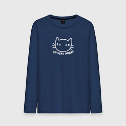 Лонгслив хлопковый мужской So very angry cat, цвет: тёмно-синий