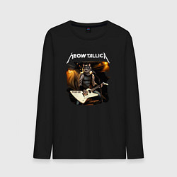 Лонгслив хлопковый мужской Meowtallica Котфилд, цвет: черный