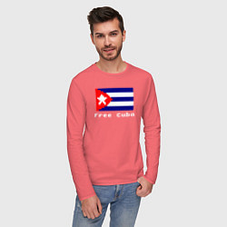 Лонгслив хлопковый мужской Free Cuba, цвет: коралловый — фото 2