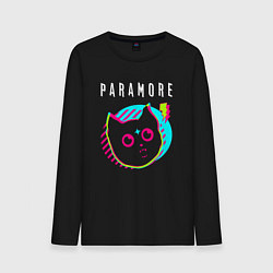 Лонгслив хлопковый мужской Paramore rock star cat, цвет: черный