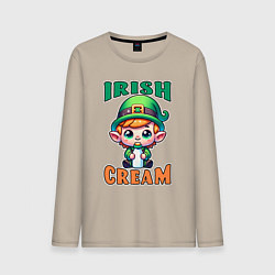 Лонгслив хлопковый мужской Irish Cream, цвет: миндальный