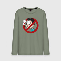 Лонгслив хлопковый мужской No smoking boy, цвет: авокадо
