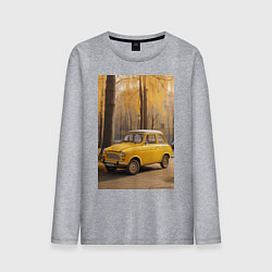Лонгслив хлопковый мужской Желтый ретро автомобиль, цвет: меланж