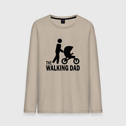 Лонгслив хлопковый мужской The walking dad with child, цвет: миндальный