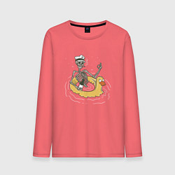 Мужской лонгслив Скелет плавает на резиновой уточке