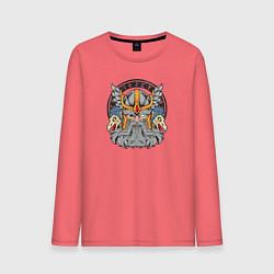 Лонгслив хлопковый мужской Скандинавский бог Один, цвет: коралловый