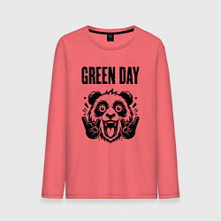 Лонгслив хлопковый мужской Green Day - rock panda, цвет: коралловый