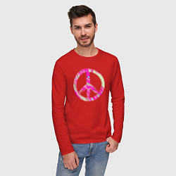 Лонгслив хлопковый мужской Pink peace, цвет: красный — фото 2