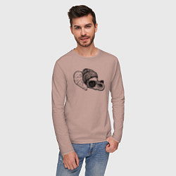 Лонгслив хлопковый мужской Слоненок-хипстер, цвет: пыльно-розовый — фото 2