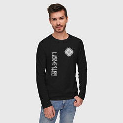 Лонгслив хлопковый мужской Обережная символика руси - быть добру, цвет: черный — фото 2