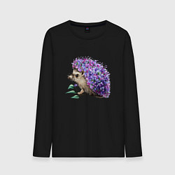 Лонгслив хлопковый мужской Сиреневый ежик, цвет: черный
