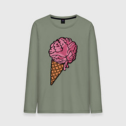 Лонгслив хлопковый мужской Brain ice cream, цвет: авокадо