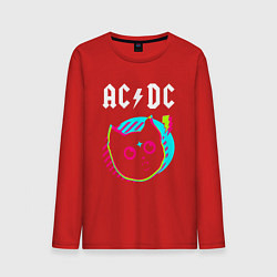 Лонгслив хлопковый мужской AC DC rock star cat, цвет: красный