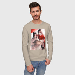 Лонгслив хлопковый мужской Чэн Хуа Лянь Се, цвет: миндальный — фото 2