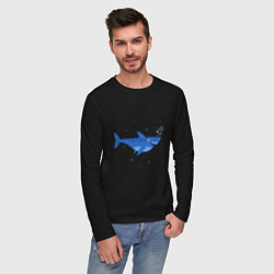Лонгслив хлопковый мужской Синяя акула, цвет: черный — фото 2