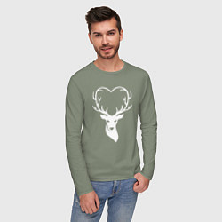 Лонгслив хлопковый мужской Люблю оленей, цвет: авокадо — фото 2
