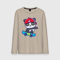 Лонгслив хлопковый мужской Panda skater, цвет: миндальный