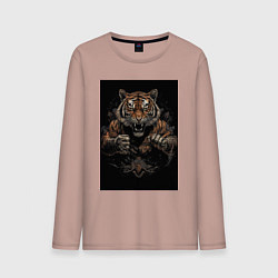 Мужской лонгслив Тайский бокс тигр в стойке