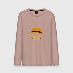 Лонгслив хлопковый мужской Луффи Монки соломенная шляпа, цвет: пыльно-розовый