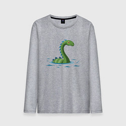 Лонгслив хлопковый мужской Динозаврик, плывущий в воде, цвет: меланж