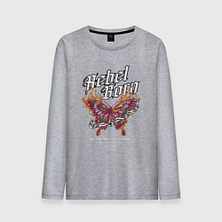 Лонгслив хлопковый мужской Рожденный мятежником, цвет: меланж