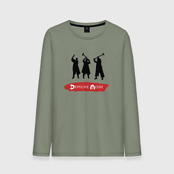 Лонгслив хлопковый мужской Depeche Mode - Spirit band logos, цвет: авокадо