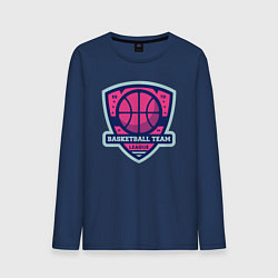 Лонгслив хлопковый мужской Баскетбольная командная лига, цвет: тёмно-синий