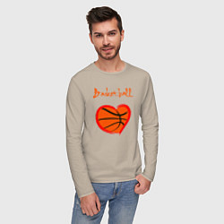 Лонгслив хлопковый мужской Basket love, цвет: миндальный — фото 2