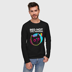Лонгслив хлопковый мужской Red Hot Chili Peppers rock star cat, цвет: черный — фото 2