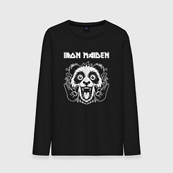 Лонгслив хлопковый мужской Iron Maiden rock panda, цвет: черный