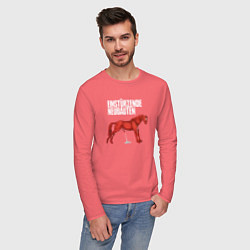 Лонгслив хлопковый мужской Einstrzende Neubauten - Horse, цвет: коралловый — фото 2